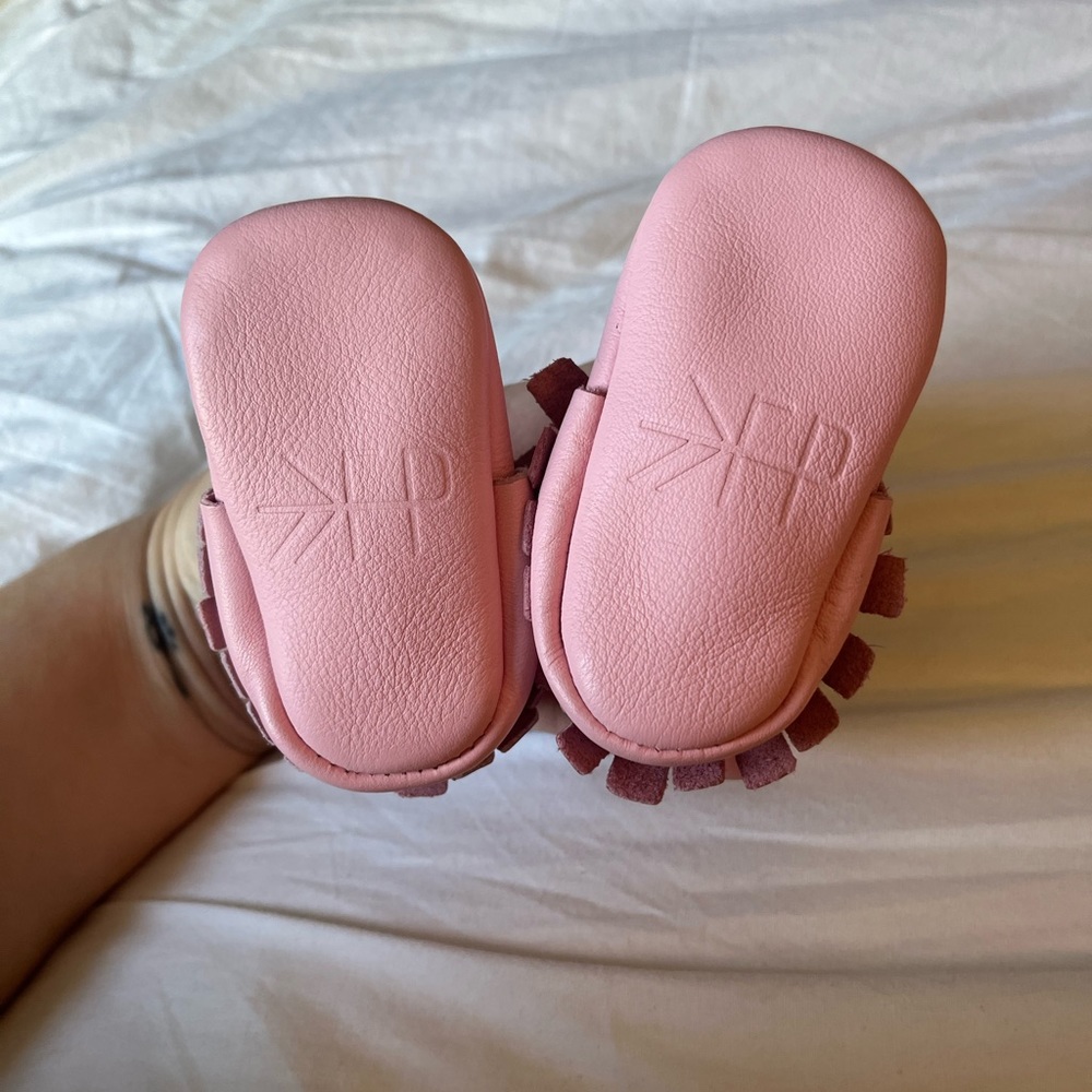 Pink Freshly Picked Baby Size 0 Moccasins